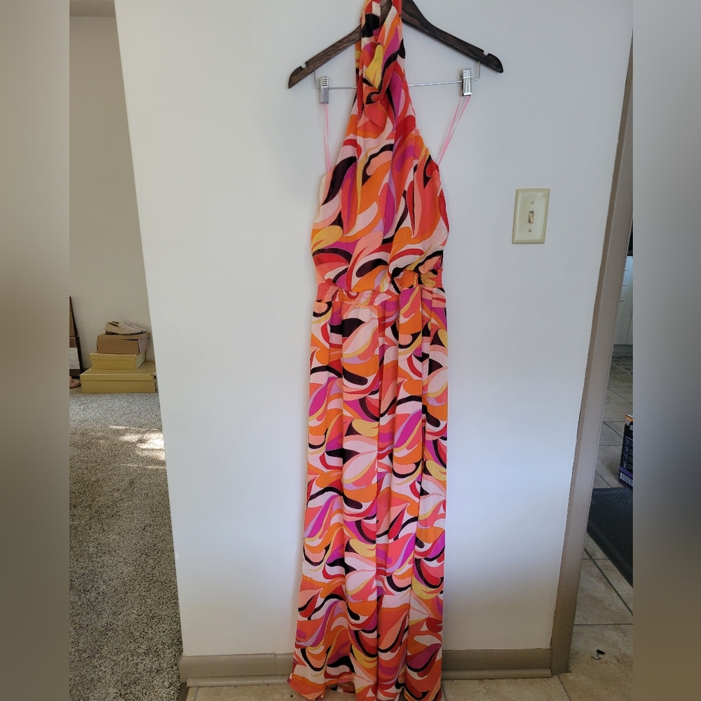 Retro Inspired Halter Jumpsuit Wide Leg XL